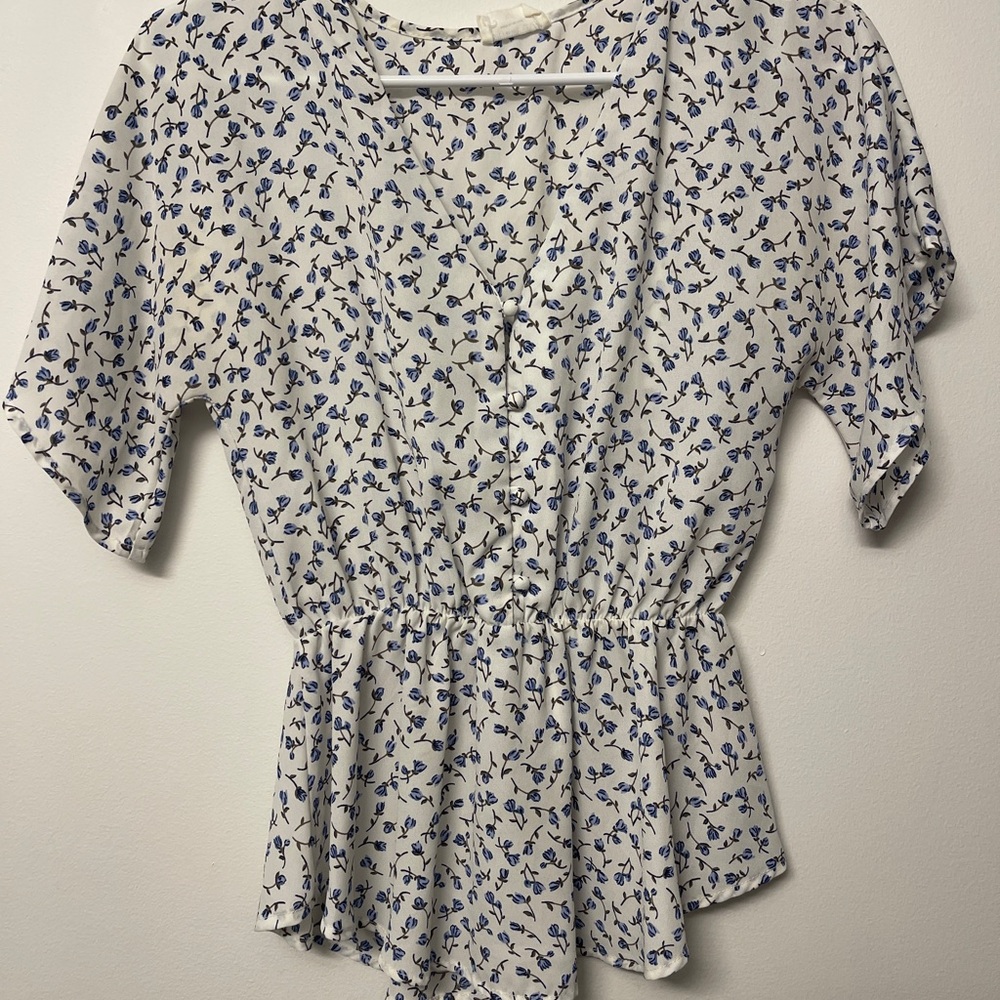 Sienna Sky Blue and White Floral Blouse